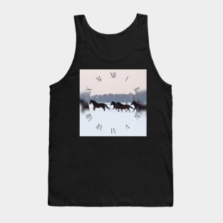 Four horses galloping on snowy paddock Tank Top